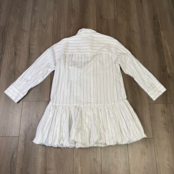 Madewell Bubble Hem Mini Pinstripe Poplin Shirtdress US Women's L New - Picture 3 of 8